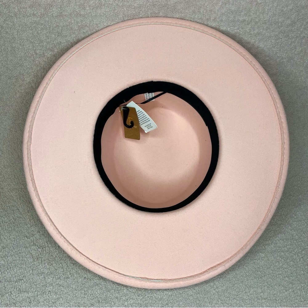 Classic Western Cowgirl Wide-Brim Hat w/Tan Band Pink Women’s Faux Wool Classic - Picture 6 of 9